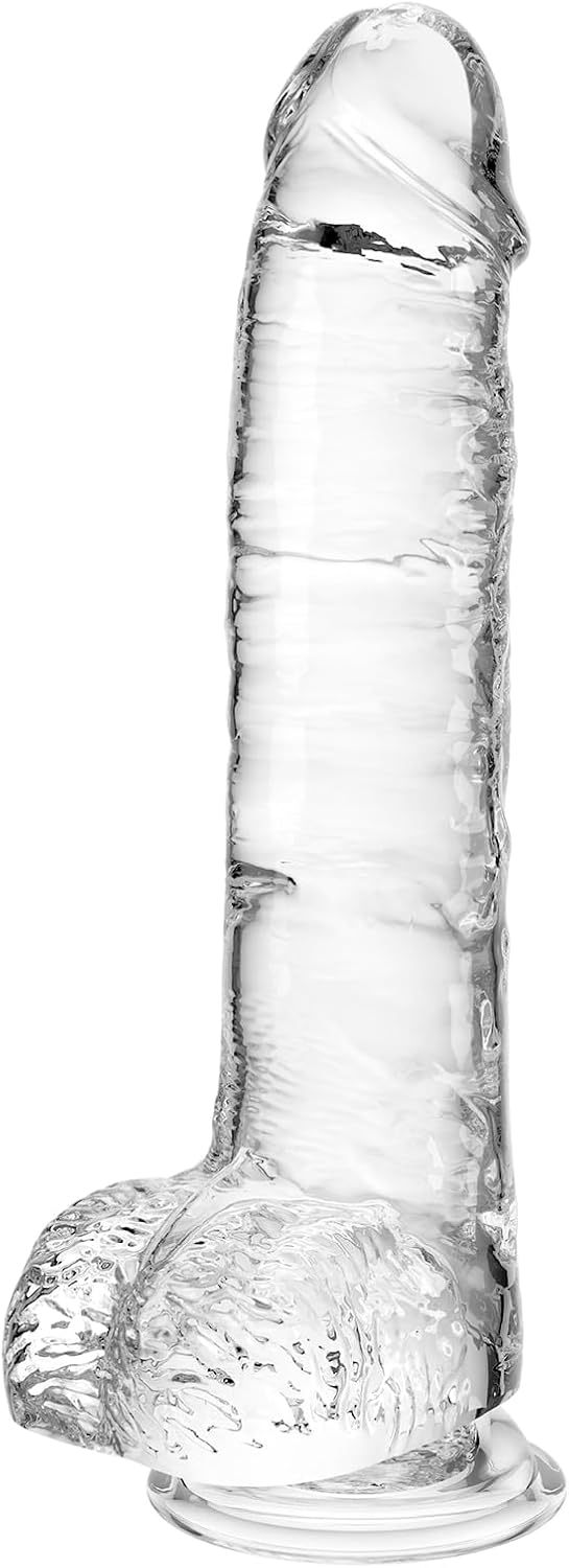 Clear Realistic Dildo Sex Toy for Women - Silicone Suction Cup Dildo for Clitoral, Vaginal & Anal Stimulation | Waterproof, Safe TPE Material | Adult Toys for Women, Couples & Beginners (10.4in)