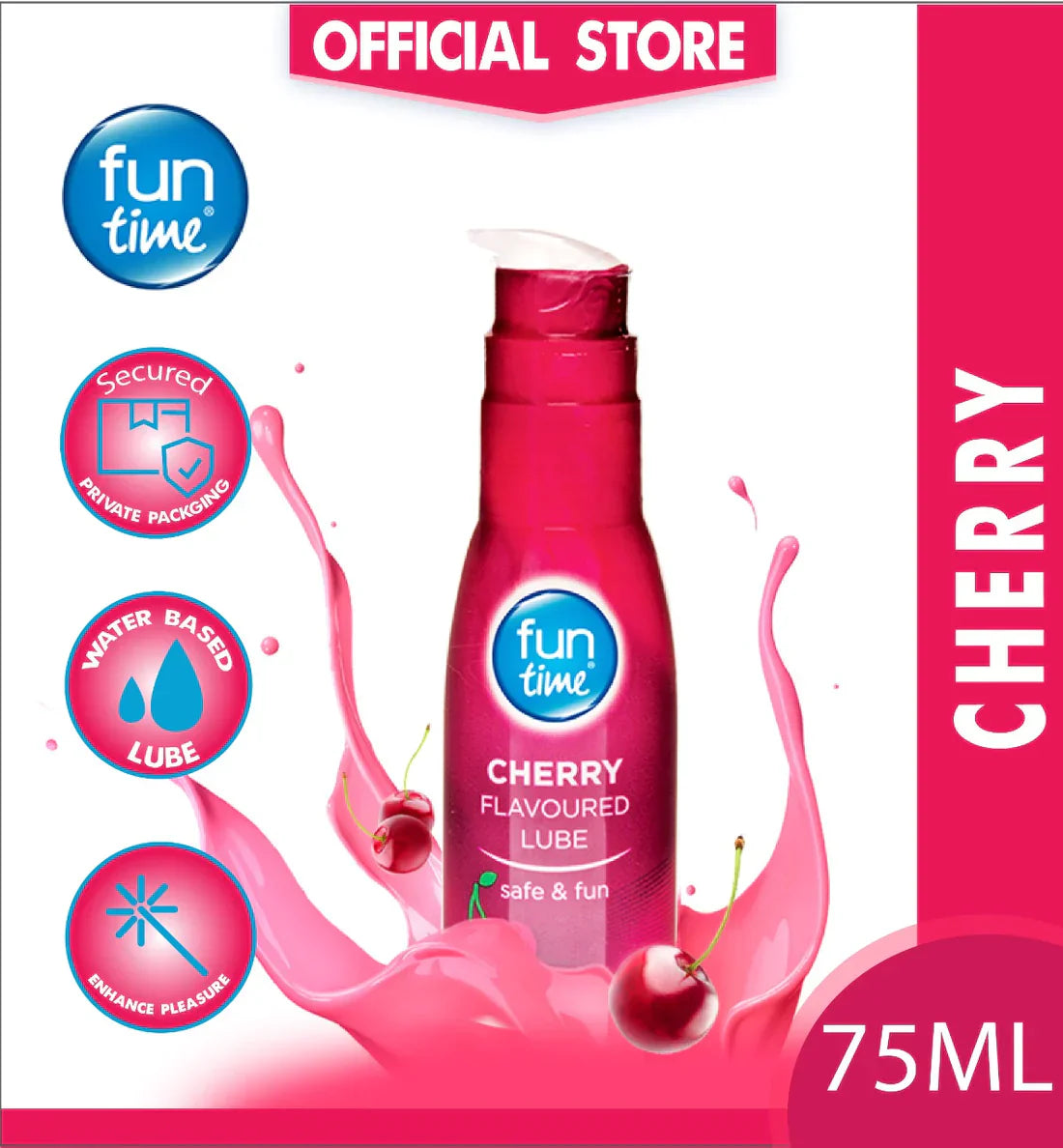 🍒 Fun Time Cherry Flavoured Lube 75ml 💦 – Smooth, Sweet & Exciting! 🔥✨