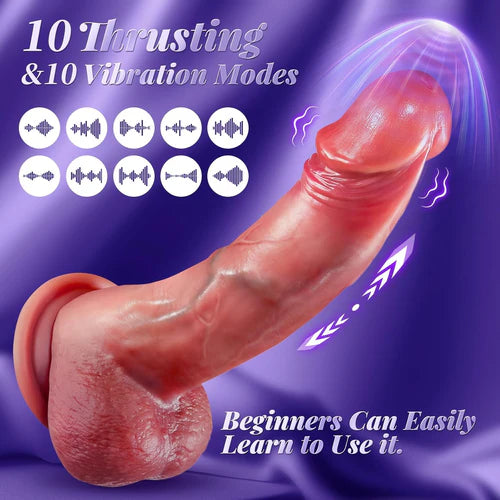 Sex Toy Thrusting Dildo Vibrator，Suction Cup Dildo Penis with 10 Thrusting & 3 Vibrating Modes for G Spot Vagina Anal Sex Stimulation，Soft Silicone..