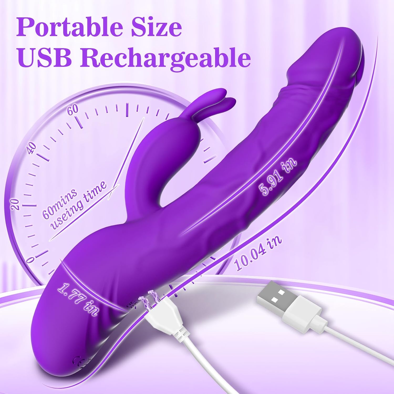 Thrusting Dildo Vibrator Sex Toys for Women, Sikelob Sex Toy Rabbit G Spot Dildo Vibrators with 9 Thrust 9 Vibration Modes, Silicone Clitoral Bunny Stimulator Couple Adult Sex Toys, Purple