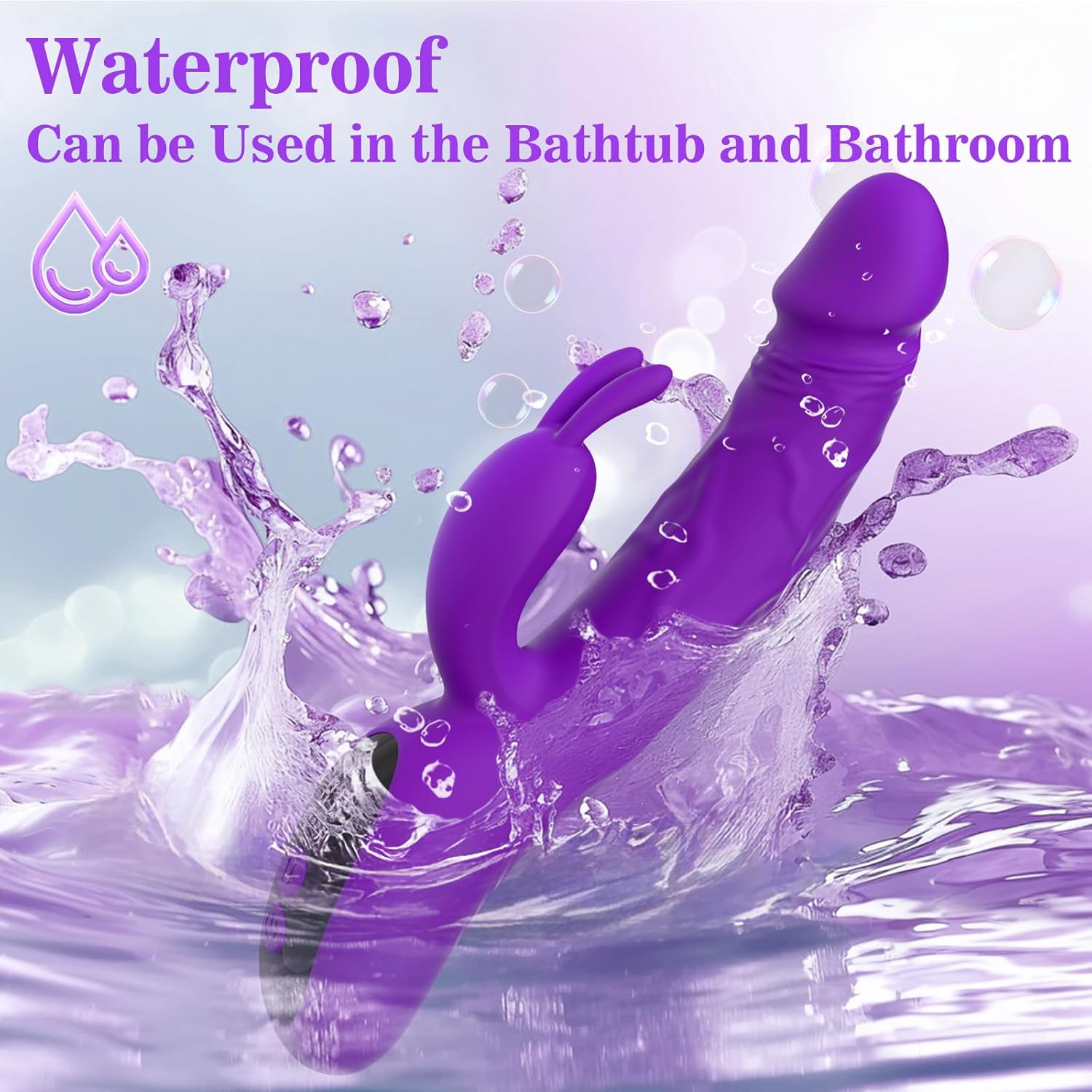 Thrusting Dildo Vibrator Sex Toys for Women, Sikelob Sex Toy Rabbit G Spot Dildo Vibrators with 9 Thrust 9 Vibration Modes, Silicone Clitoral Bunny Stimulator Couple Adult Sex Toys, Purple