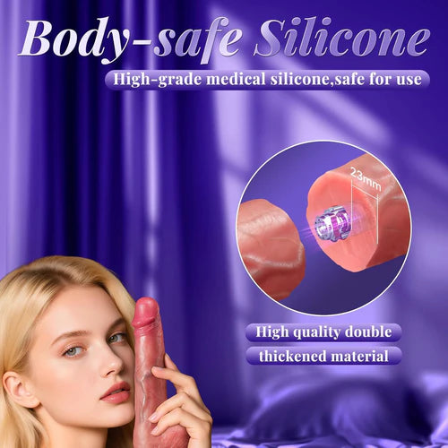 Sex Toy Thrusting Dildo Vibrator，Suction Cup Dildo Penis with 10 Thrusting & 3 Vibrating Modes for G Spot Vagina Anal Sex Stimulation，Soft Silicone..